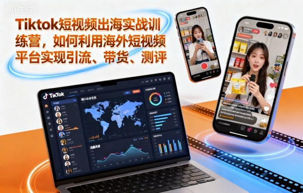 Tiktok短视频出海实战训练营，如何利用海外短视频平台实现引流、带货、测评-问小徐资源库