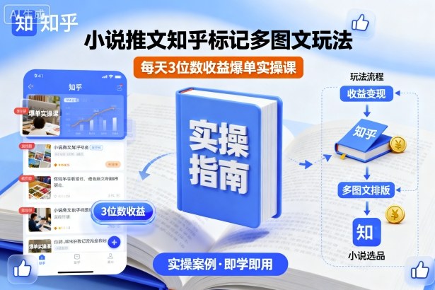 小说推文知乎标记多图文玩法，每天3位数收益爆单实操课-问小徐资源库