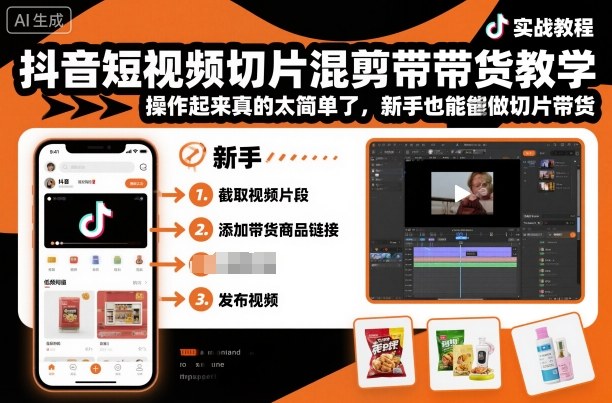 抖音短视频切片混剪带货教学，操作起来真的太简单了，新手也能做切片带货-问小徐资源库