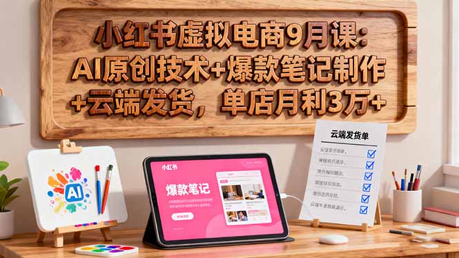 小红书虚拟电商9月课:AI原创技术+爆款笔记制作+云端发货,单店月利3万+-问小徐资源库