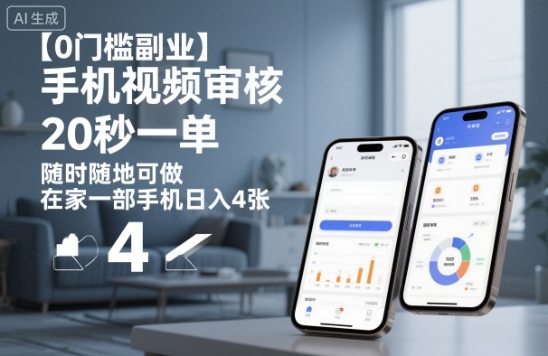 【0门槛副业】手机视频审核，20秒一单，随时随地可做，在家一部手机日入4张【揭秘】-问小徐资源库