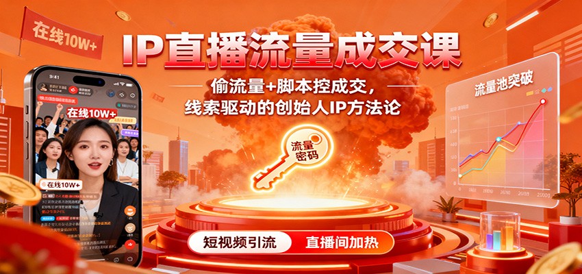 IP直播流量成交课：偷流量+脚本控成交，线索驱动的创始人IP方法论-问小徐资源库