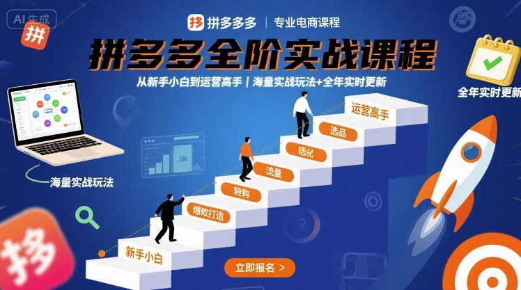 拼多多全阶实战课程,从新手小白到运营高手,海量实战玩法+全年实时更新【2025年10月更新】-问小徐资源库