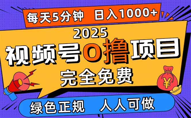 2025视频号0撸项目，5分钟一个号，日入1000+，人人可做-问小徐资源库
