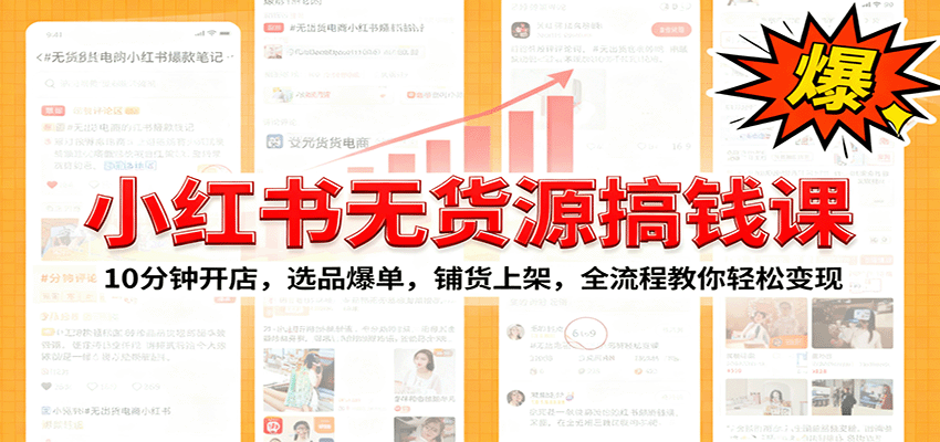 小红书无货源爆单课：10分钟开店，选品爆单，铺货上架，全流程教你轻松变现-问小徐资源库