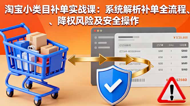 淘宝小类目补单实战课：系统解析补单全流程、降权风险及安全操作-问小徐资源库
