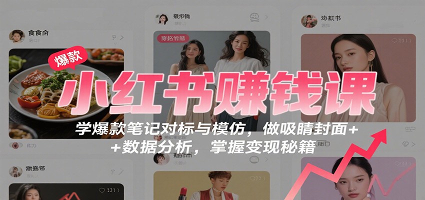 小红书赚钱课：学爆款笔记对标与模仿，做吸睛封面 + 数据分析，掌握变现秘籍-问小徐资源库