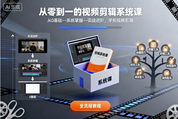 从零到一的视频剪辑系统课，从0基础--系统掌握--实战进阶，学拍视频剪辑-问小徐资源库
