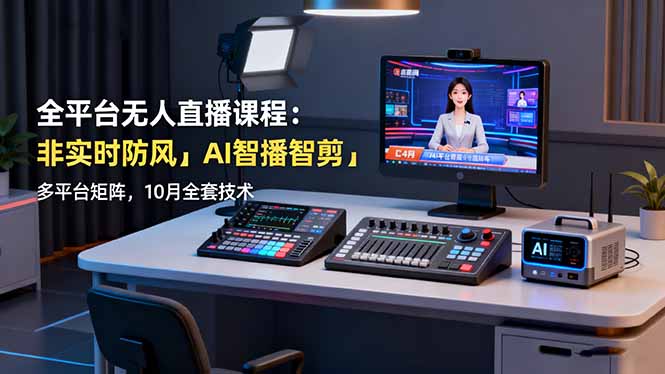 全平台无人直播课程：非实时防风＋AI智播智剪＋多平台矩阵，10月全套技术-问小徐资源库