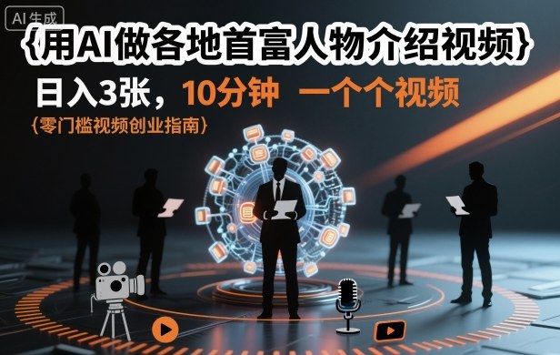 用AI做各地首富人物介绍视频，日入3张，10分钟一个视频-问小徐资源库