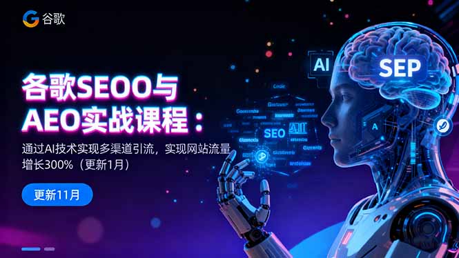 谷歌SEO与AEO实战课程:通过AI技术实现多渠道引流,实现网站流量增长300%-问小徐资源库