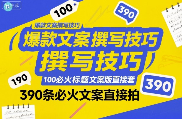 爆款文案撰写技巧，100个必火标题文案模版直接套，390条必火文案直接拍-问小徐资源库