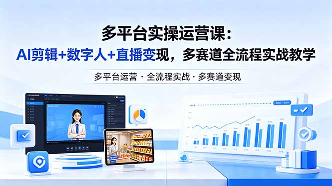 某团队多平台实操运营课-更新26年4月29：AI剪辑+数字人+直播变现，多赛道全流程实战教学-问小徐资源库