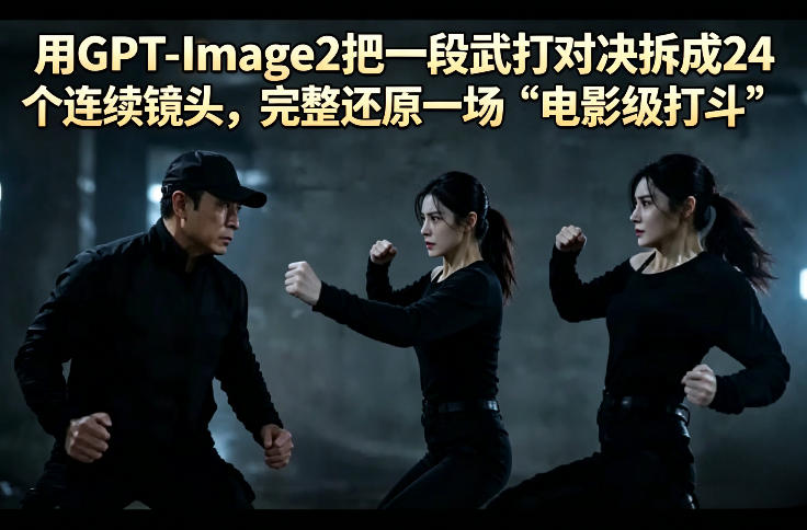 用GPT-Image2把一段武打对决拆成24个连续镜头，完整还原一场“电影级打斗”-问小徐资源库