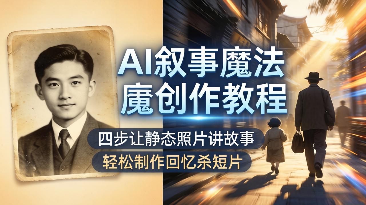 AI叙事魔法创作教程，四步让静态照片讲故事，老照片修复加动态特效，轻松制作回忆杀短片-问小徐资源库