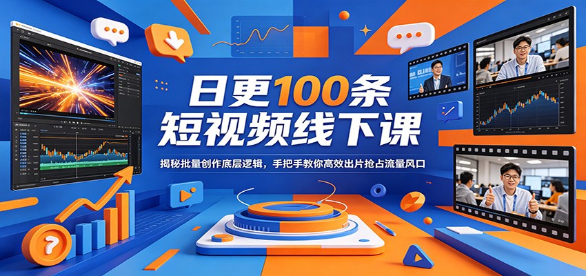 日更100条短视频线下课：揭秘批量创作底层逻辑，手把手教你高效出片抢占流量风口-问小徐资源库