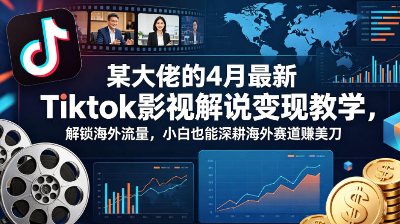 某大佬的4月最新Tiktok影视解说变现教学，解锁海外流量，小白也能深耕海外赛道賺美刀-问小徐资源库
