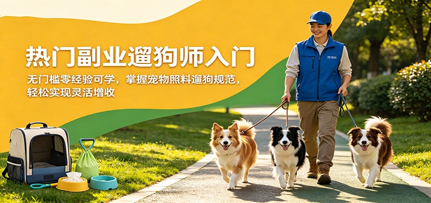 热门副业遛狗师入门，无门槛零经验可学，掌握宠物照料遛狗规范，轻松实现灵活增收-问小徐资源库