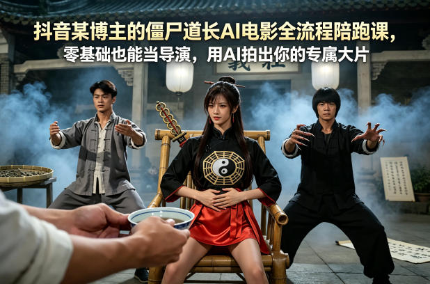 抖音某博主的僵尸道长AI电影全流程陪跑课，零基础也能当导演，用AI拍出你的专属大片-问小徐资源库