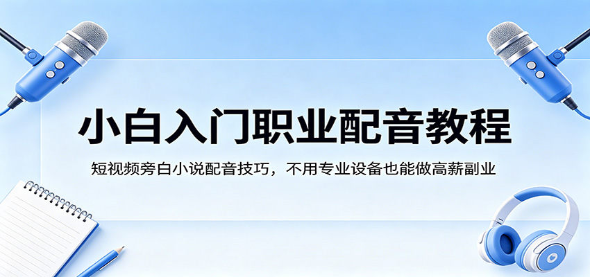 小白入门职业配音教程，短视频旁白小说配音技巧，不用专业设备也能做高薪副业-问小徐资源库