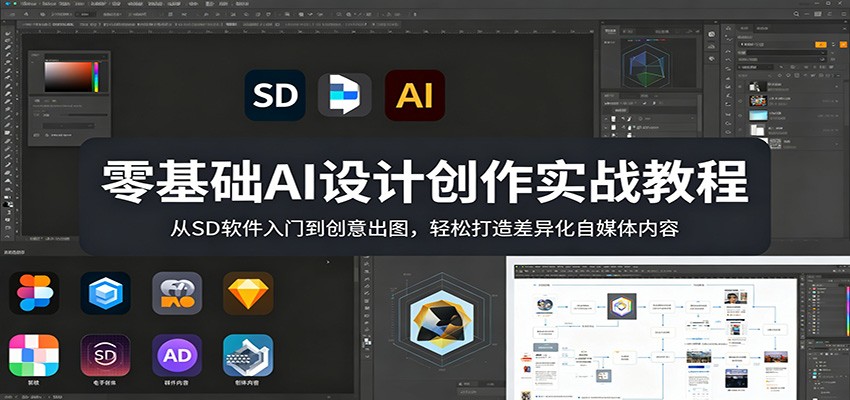 零基础AI设计创作实战教程：从SD软件入门到创意出图，轻松打造差异化自媒体内容-问小徐资源库