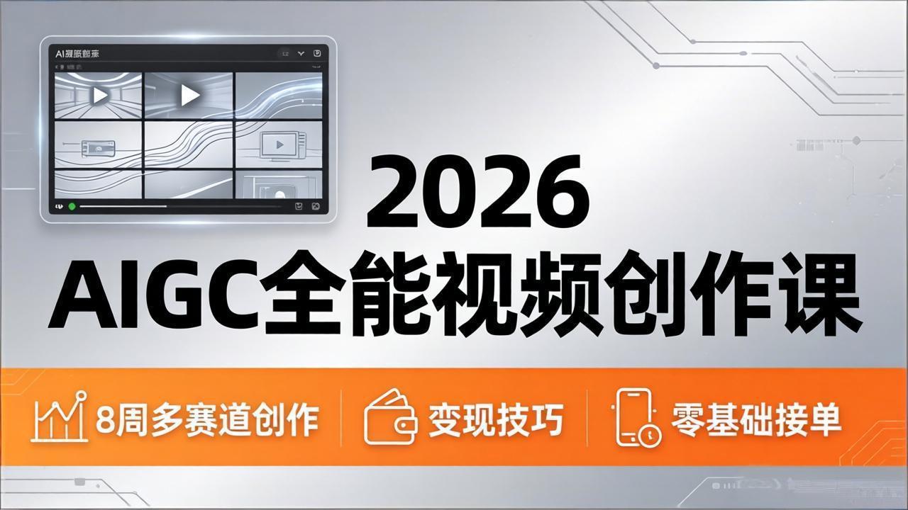 2026AIGC全能视频创作课，8周吃透多赛道创作+变现，零基础也能高效出片接单-问小徐资源库