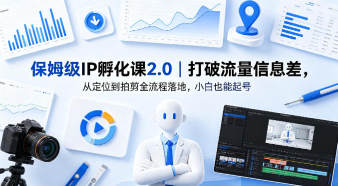 保姆级IP孵化课2.0｜打破流量信息差，从定位到拍剪全流程落地，小白也能起号-问小徐资源库