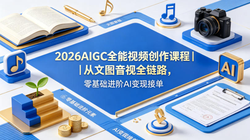 2026AIGC全能视频创作课程｜从文图音视全链路，零基础进阶AI变现接单-问小徐资源库