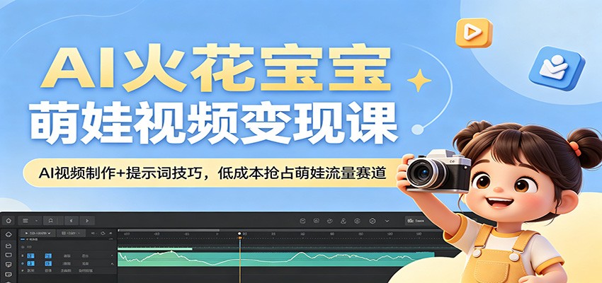 AI火花宝宝萌娃视频变现课：AI视频制作+提示词技巧，低成本抢占萌娃流量赛道-问小徐资源库