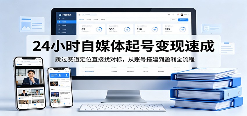 24小时自媒体起号变现速成，跳过赛道定位直接找对标，从账号搭建到盈利全流程-问小徐资源库