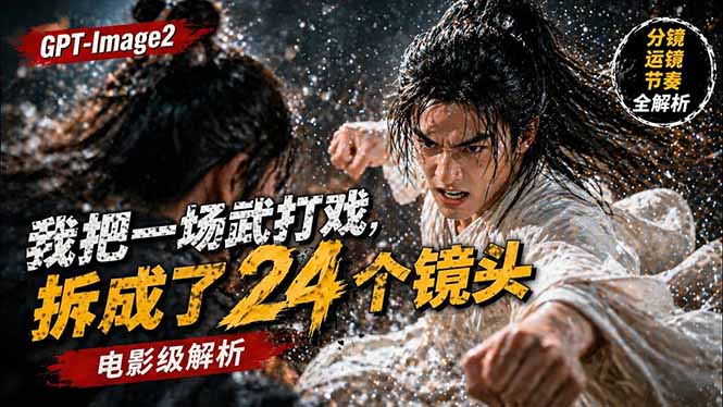 用GPT-Image2，把一段武打对决拆成24个连续镜头，从人物建立、动作衔接、运镜节奏，到情绪爆发-问小徐资源库