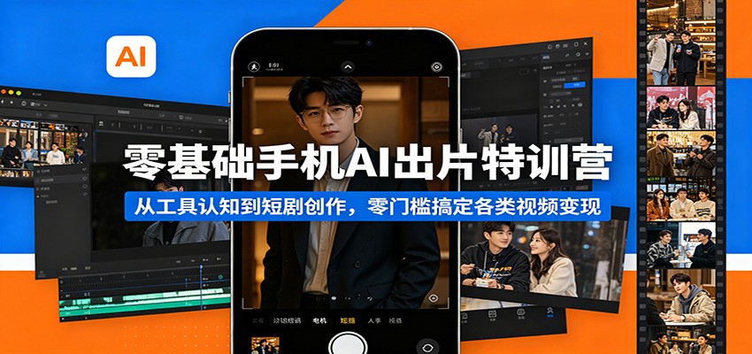 零基础手机AI出片特训营：从工具认知到短剧创作，零门槛搞定各类视频变现-问小徐资源库