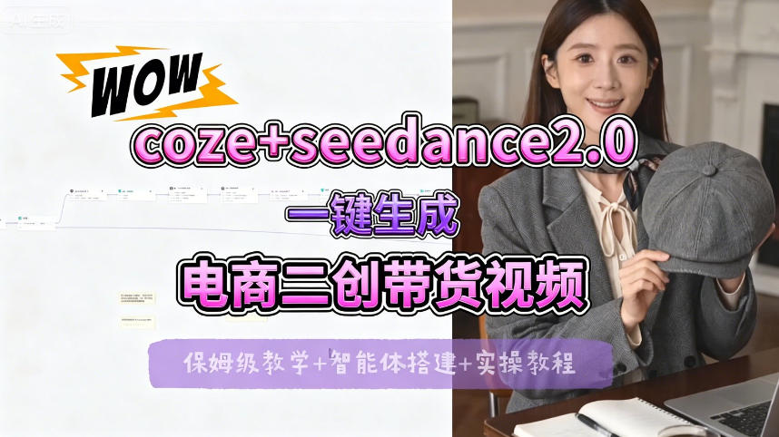 【Coze工作流搭建实操教程】seedance2.0+coze一键生成电商二创带货视频，全流程保姆级教学-问小徐资源库