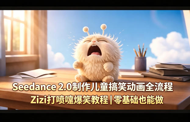 Seedance 2.0制作儿童搞笑动画全流程Zizi打喷嚏爆笑教程｜零基础也能做-问小徐资源库