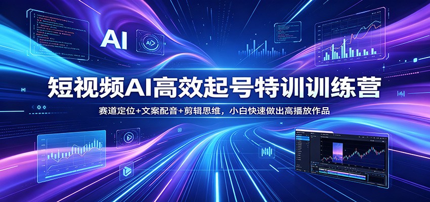 短视频AI高效起号特训训练营：赛道定位+文案配音+剪辑思维，小白快速做出高播放作品-问小徐资源库