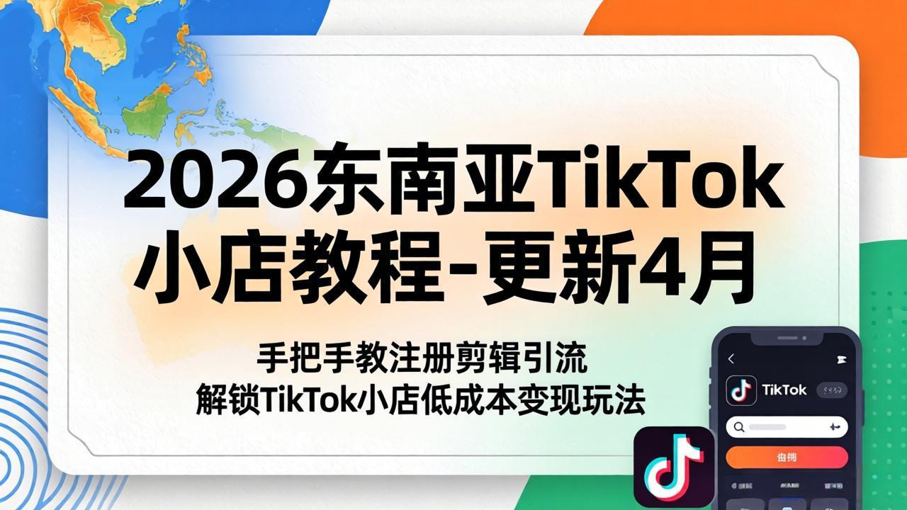 2026东南亚TikTok小店教程-更新4月，手把手教注册剪辑引流，解锁TikTok小店低成本变现玩法-问小徐资源库