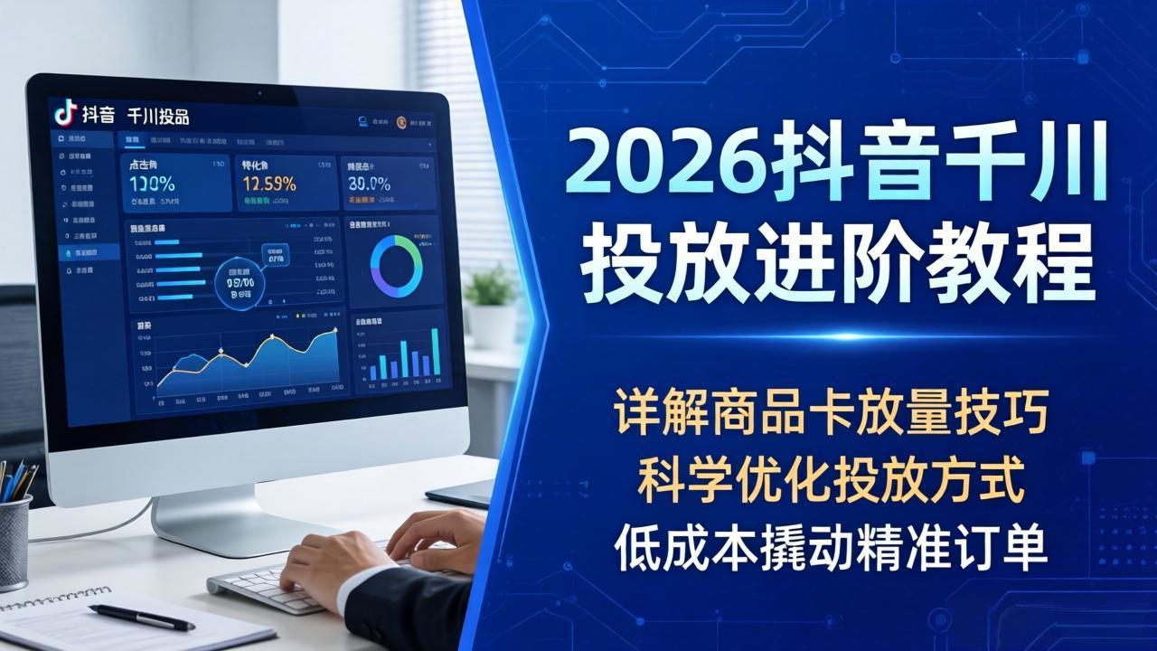 2026抖音千川投放进阶教程，详解商品卡放量技巧，科学优化投放方式，低成本撬动精准订单-问小徐资源库