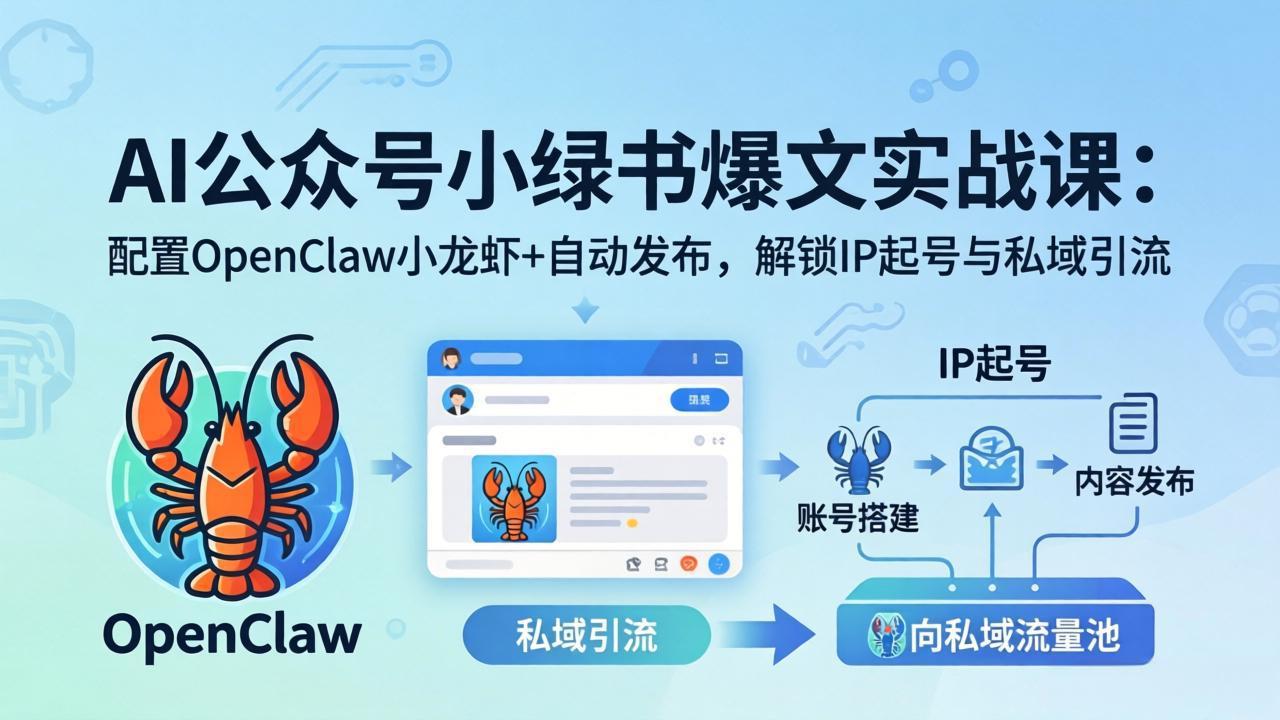AI公众号小绿书变现实战课：小绿书爆文写作+OpenClaw自动发布，解锁IP起号与私域引流-问小徐资源库