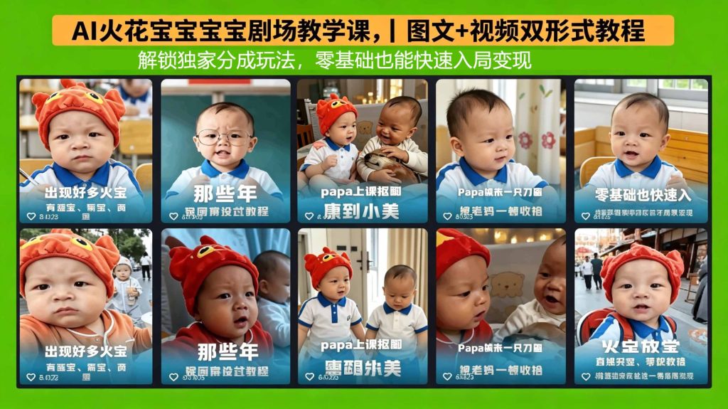 AI火花宝宝宝宝剧场教学课，图文+视频双形式教程，解锁独家分成玩法，零基础也能快速入局变现-问小徐资源库