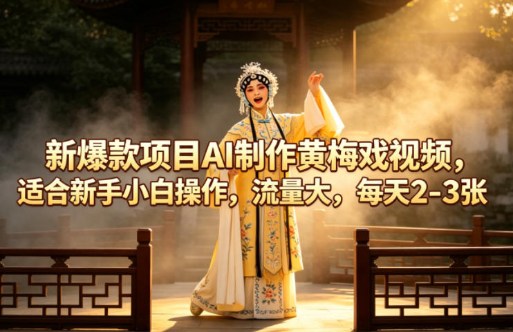 新爆款项目AI制作黄梅戏视频，适合新手小白操作，流量大，每天2-3张-问小徐资源库