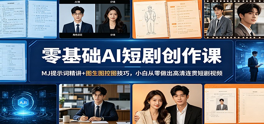 零基础AI短剧创作课：MJ提示词精讲+图生图控图技巧，小白从零做出高清连贯短剧视频-问小徐资源库