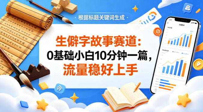 公众号流量主——生僻字故事赛道，流量稳，好上手，0基础小白也能10分钟一篇-问小徐资源库