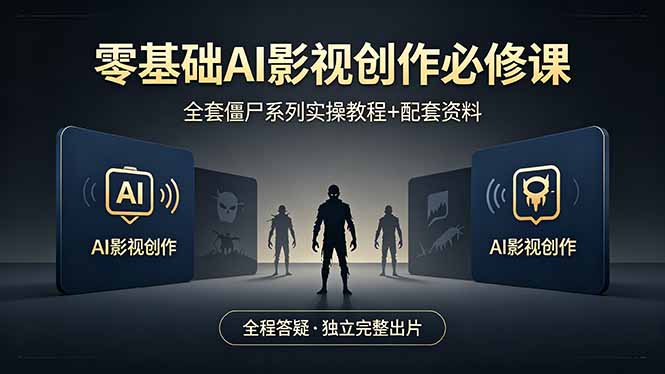 零基础AI影视创作必修课，全套僵尸系列实操教程加配套资料，全程答疑带你独立完整出片-问小徐资源库