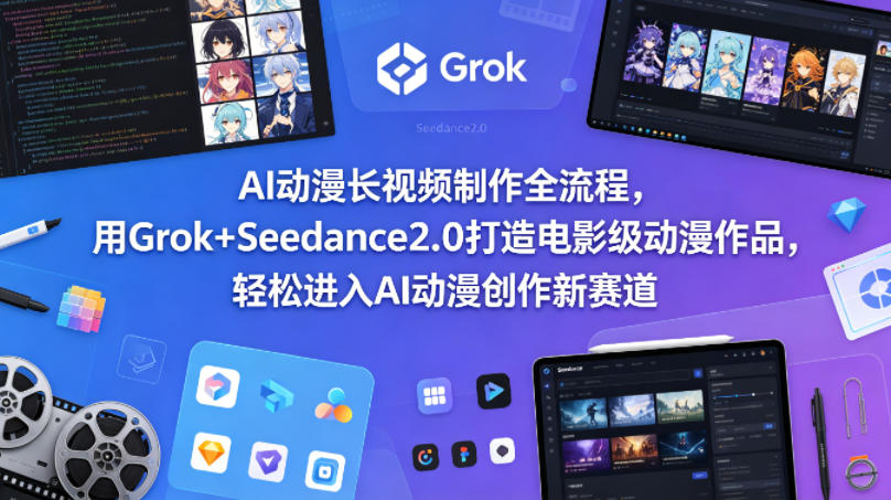 AI动漫长视频制作全流程，用Grok+Seedance2.0打造电影级动漫作品，轻松进入AI动漫创作新赛道-问小徐资源库