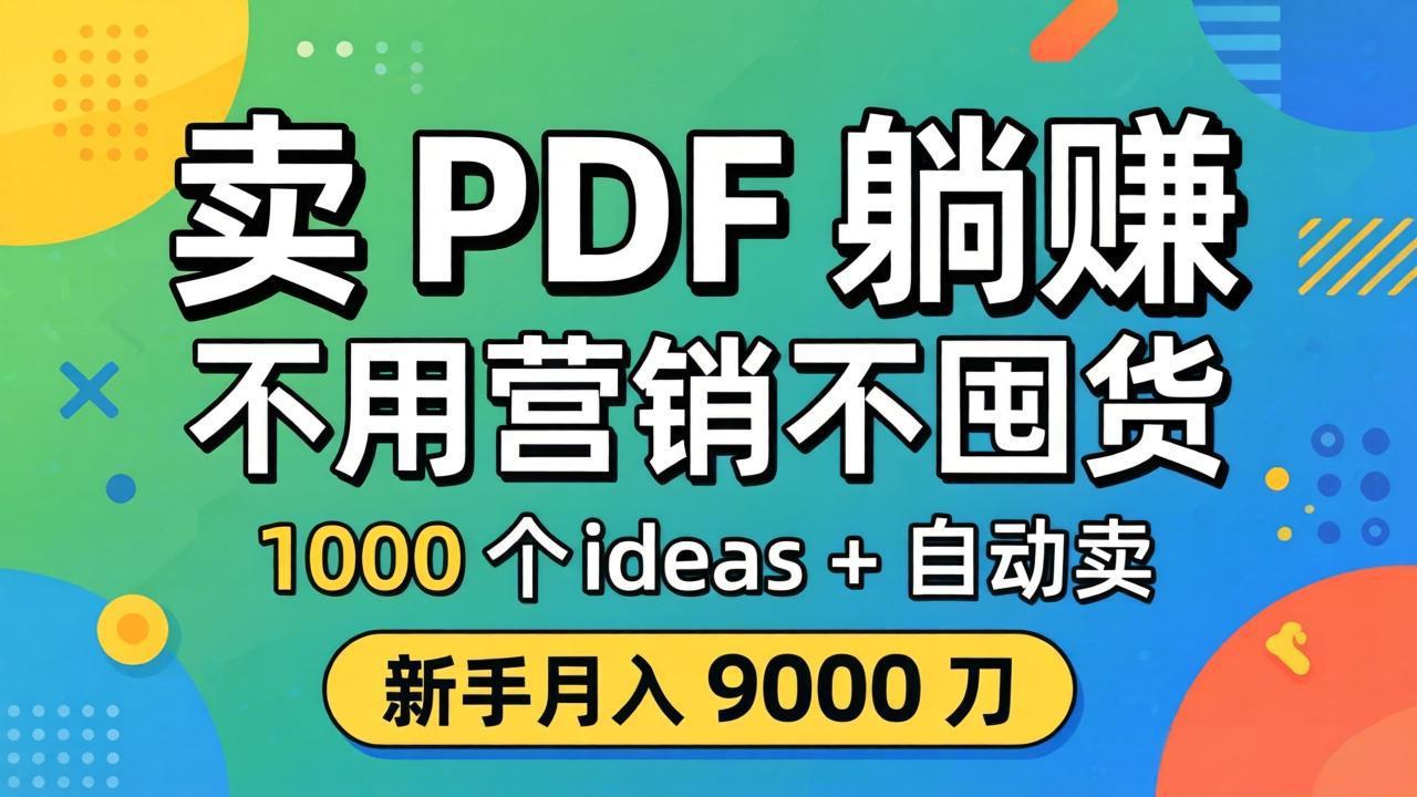 卖 PDF 躺赚？不用营销不囤货，1000 个 ideas + 自动卖，新手月入 9000 刀【原创双语字幕】-问小徐资源库