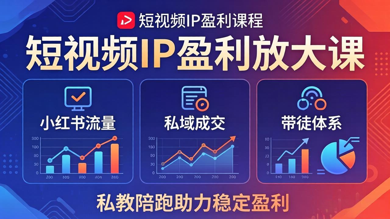 短视频IP盈利放大课：小红书流量+私域成交+带徒体系，私教陪跑助力稳定盈利-问小徐资源库