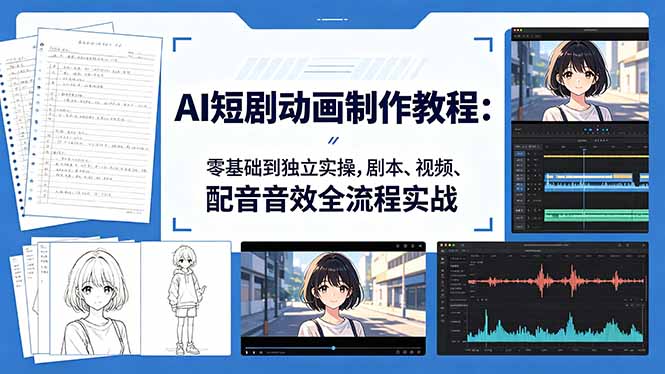 AI短剧动画制作教程：零基础到独立实操，剧本、视频、配音音效全流程实战-问小徐资源库
