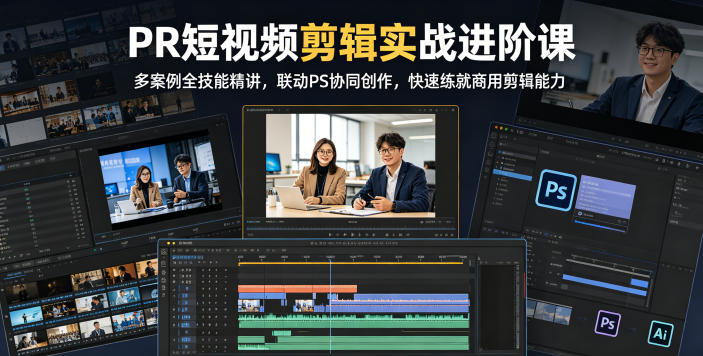 PR短视频剪辑实战进阶课,多案例全技能精讲,联动PS协同创作,快速练就商用剪辑能力-问小徐资源库