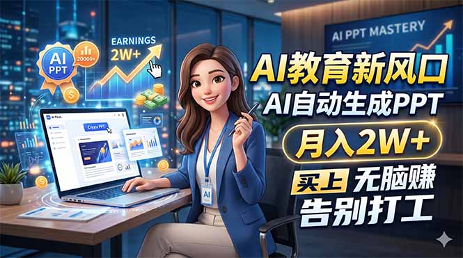 AI教育新风口，AI自动生成PPT，月入2W+，无脑赚，告别打工-问小徐资源库