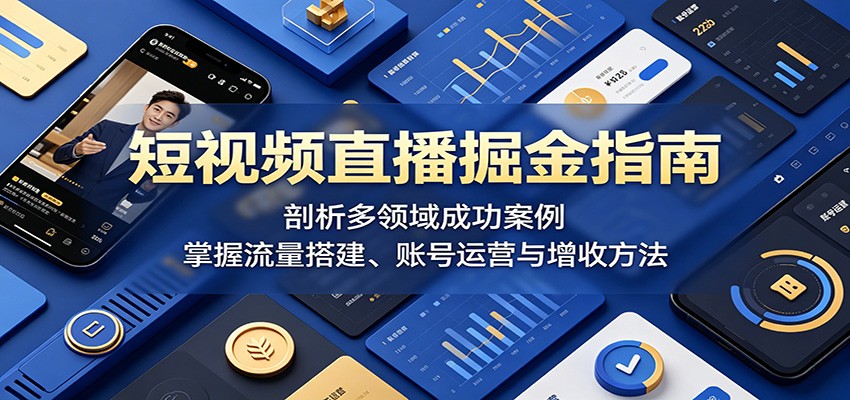 短视频直播掘金指南：剖析多领域成功案例，掌握流量搭建、账号运营与增收方法-问小徐资源库